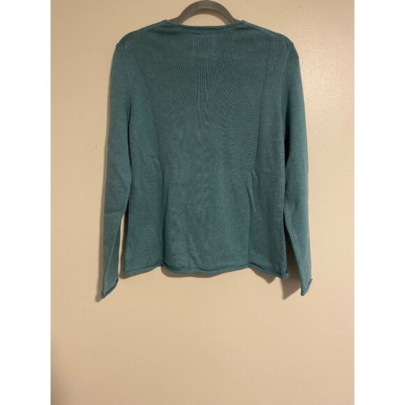 Eddie Bauer Outdoor Outfitter Sweater Women L V-Neck Long Sleeve Blue Top Casual - Picture 2 of 9